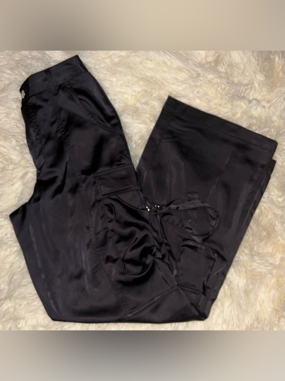 Gianni Bini Satin Black Cargo Pants XS NWT